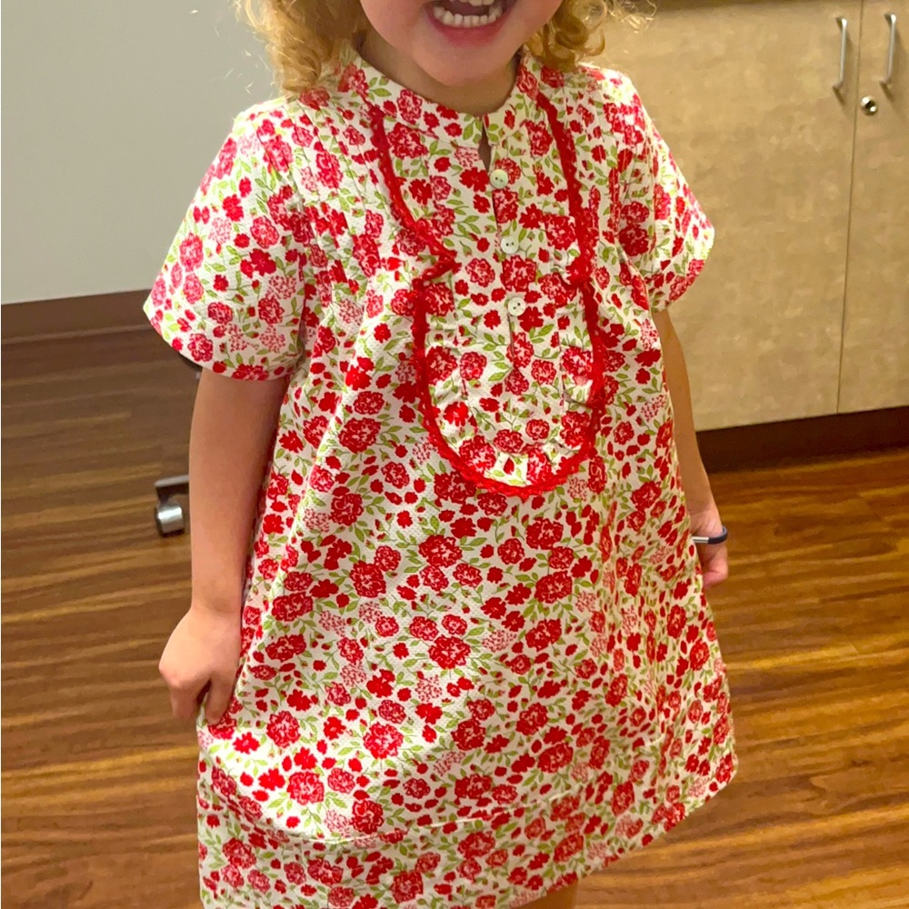 Vintage retro red floral toddler dress